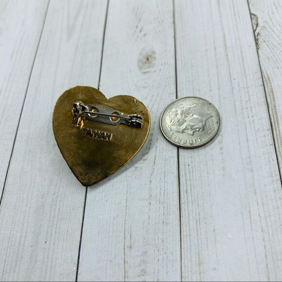 VTG Gold Heart Pearl Brooch‎ - Picture 2 of 2